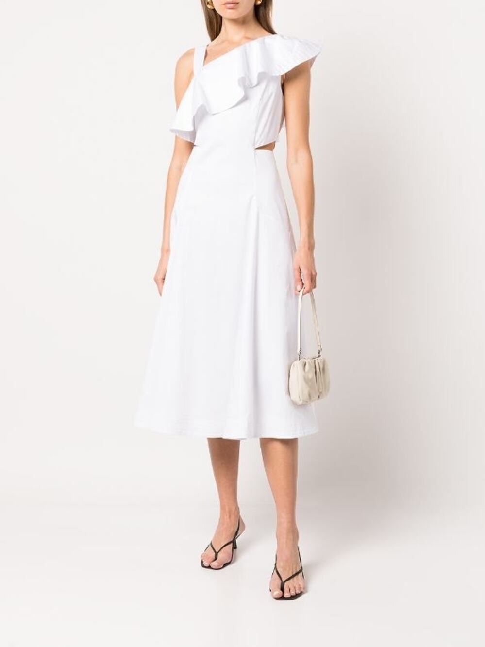 VERONICA BEARD Beilla White Midi Dress – Ruffle Sleeve Bridal Chic Size 6